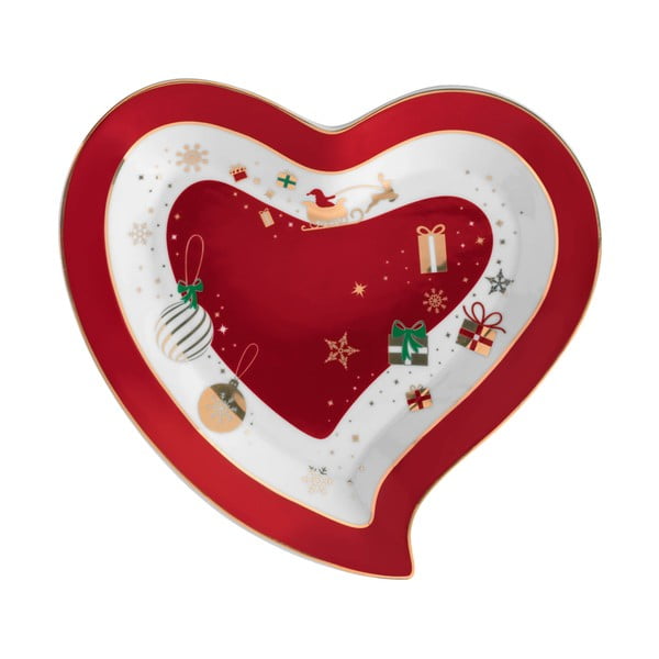 Porcelāna servēšanas šķīvis sirds formā Brandani Alleluia Heart, garums 22 cm
