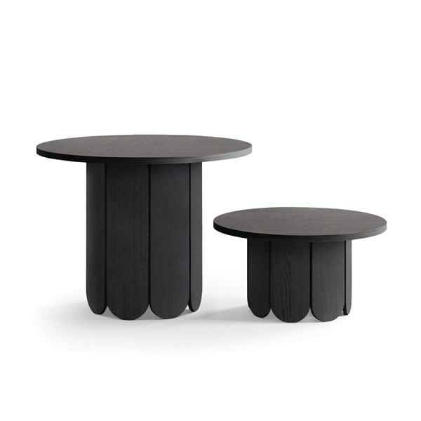 Melns apaļš žurnālgaldiņš ar ozolkoka imitāciju ø 78 cm Soft – Woodman-image-3