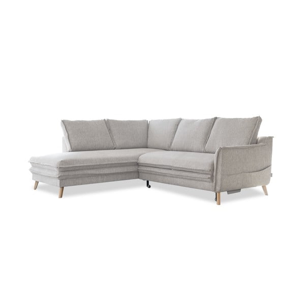 Bēšs salokāms stūra dīvāns (ar kreiso stūri) Charming Charlie – Miuform