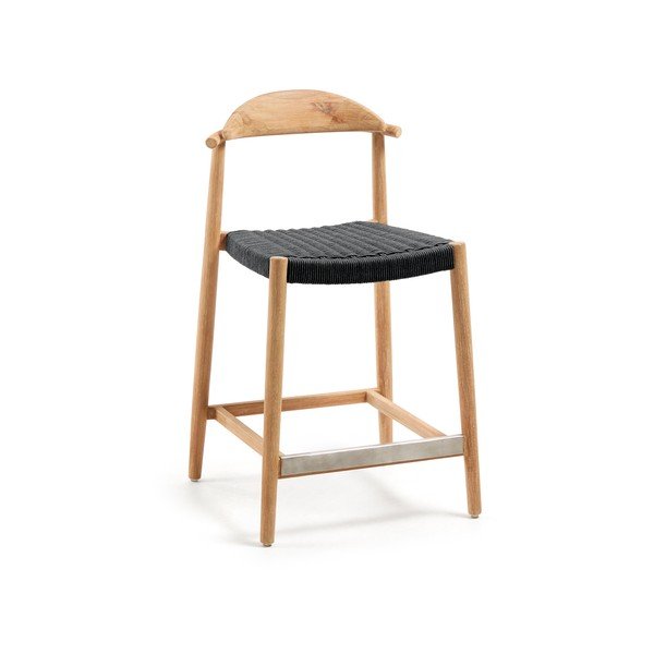 Melns/dabīga toņa masīvkoka dārza bāra krēsls Nina – Kave Home