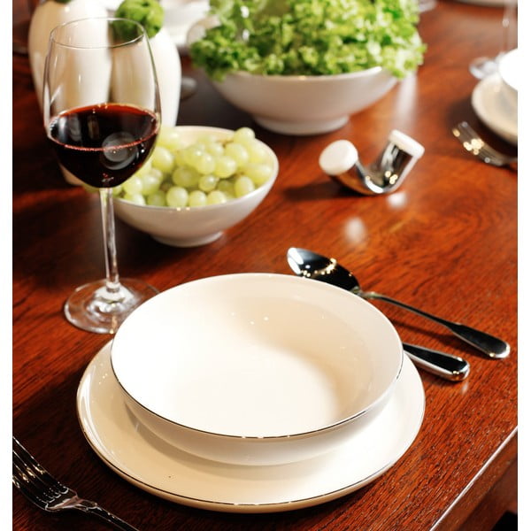 Šķīvju un bļodu komplekts ar sudraba svītrām, 15 gab.-image-2