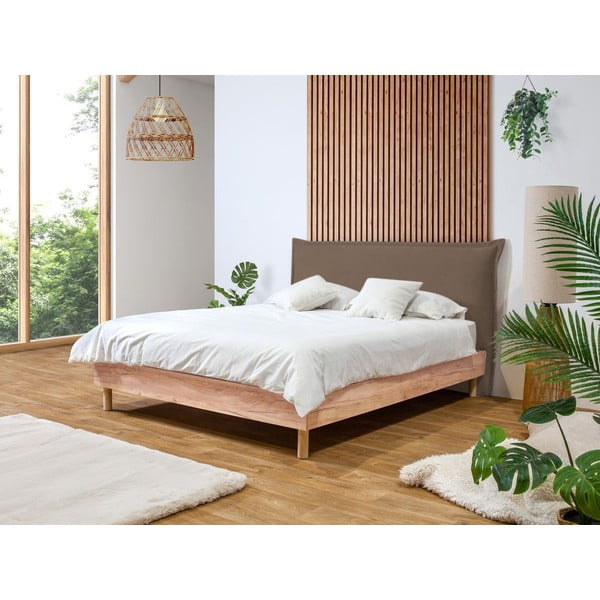 Brūna/dabīga toņa divvietīga gulta ar redelēm 160x200 cm Charlie – Bobochic Paris-image-1