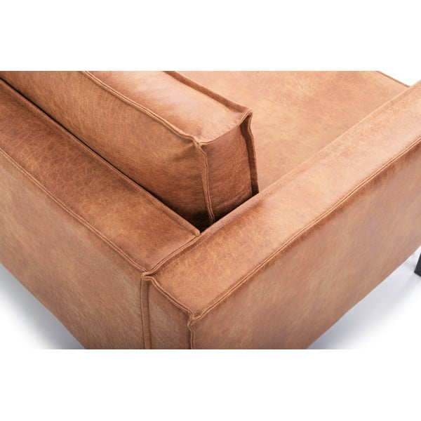 Konjaka brūns dīvāns no ādas imitācijas Scandic Rate-image-3