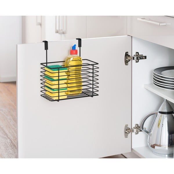 Melns piekaramais metāla grozs virtuves durvīm Wenko Slim, augstums 25 cm-image-2