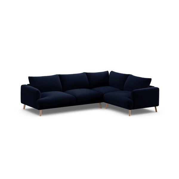 Tumši zils samta stūra dīvāns (ar labo stūri/L veida) Naomi – Micadoni -image-2