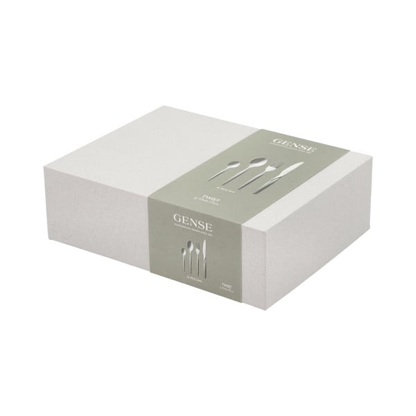 Sudraba krāsas nerūsējošā tērauda galda piederumi (16 gab.) Twist – Gense-image-3