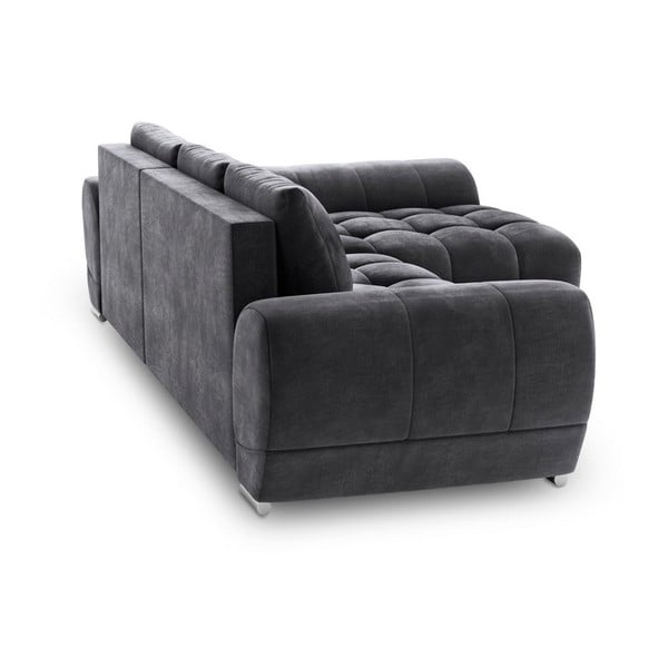 Tumši pelēks samta izvelkamais stūra dīvāns ar veļas kasti Windsor & Co Sofas Nuage, labais stūris-image-3