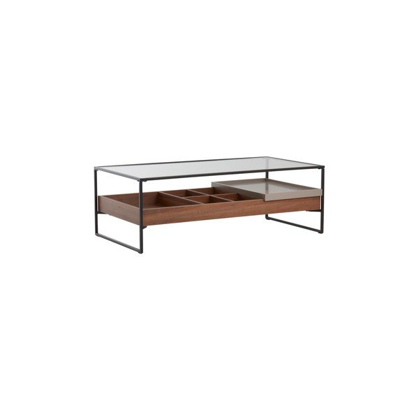 Tumša dabīga toņa žurnālgaldiņš ar stikla galda virsmu 60x120 cm Sveg – Jotex