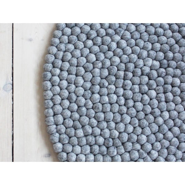 Tērauda pelēks bumbiņu vilnas paklājs Wooldot Ball Rugs, ⌀ 90 cm