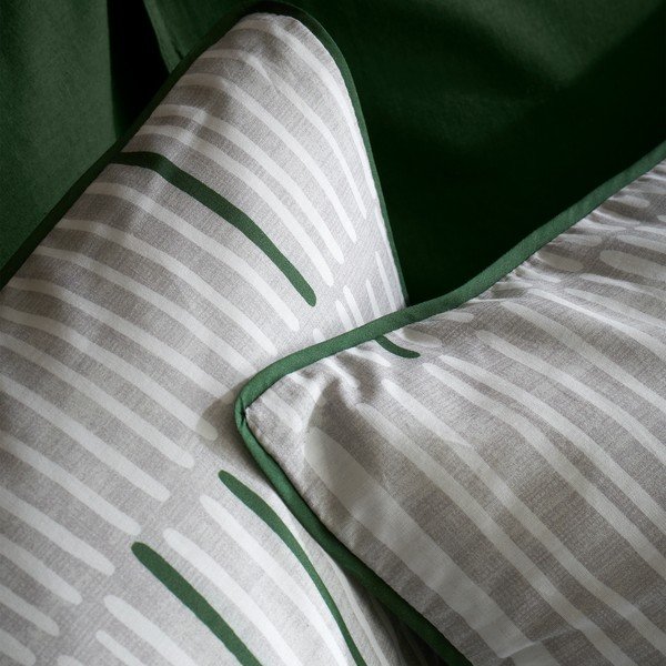 Zaļa/pelēka vienguļamā kokvilnas gultas veļa 135x200 cm Camden Stripe – Content by Terence Conran-image-3