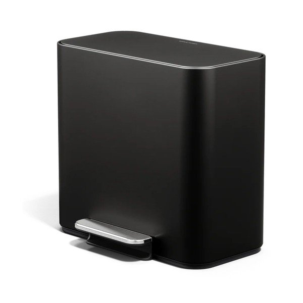 Matēti melna atkritumu šķirošanas/ar pedāli tērauda atkritumu tvertne 15 l Dual Mini – simplehuman
