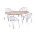 Baltu ēdamistabas krēslu Jaanna (4 gab.) un dabīga toņa galda Marienlist komplekts – Bonami Essentials