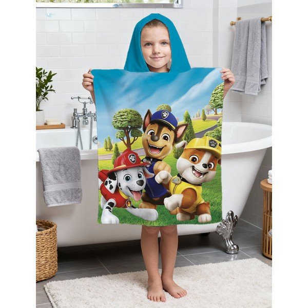 Kokvilnas bērnu pončo 3–8 gadu vecumam Paw Patrol – Jerry Fabrics-image-1