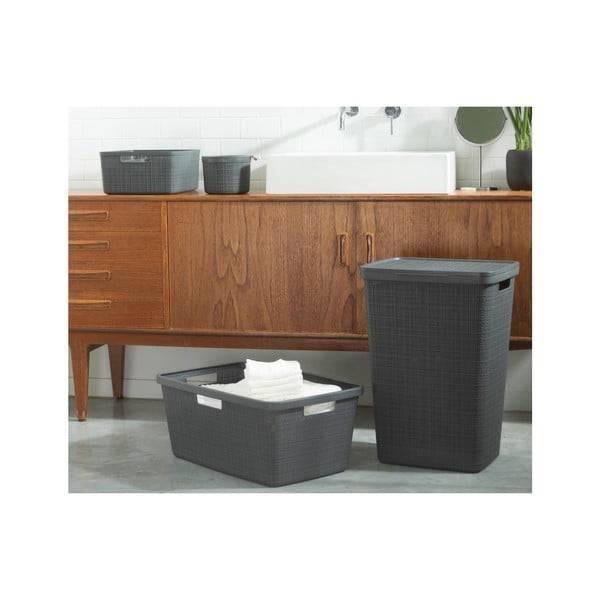 Tumši pelēks veļas grozs Curver Jute, 58 l-image-2
