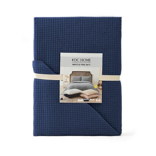Tumši zils gultas pārklājs 200x220 cm Waffle – Mijolnir-image-2