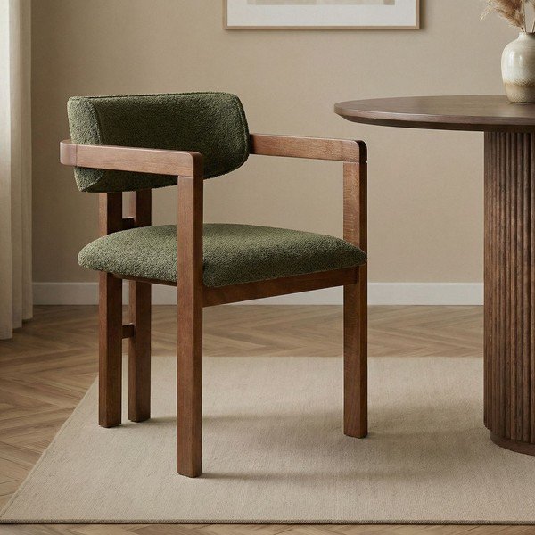 Tumši zaļš ēdamistabas krēsls ar roku balstiem Toscana – Kalune Design-image-1