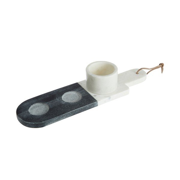 3 baltu un pelēku servēšanas trauku komplekts Premier Housewares Marble-image-2