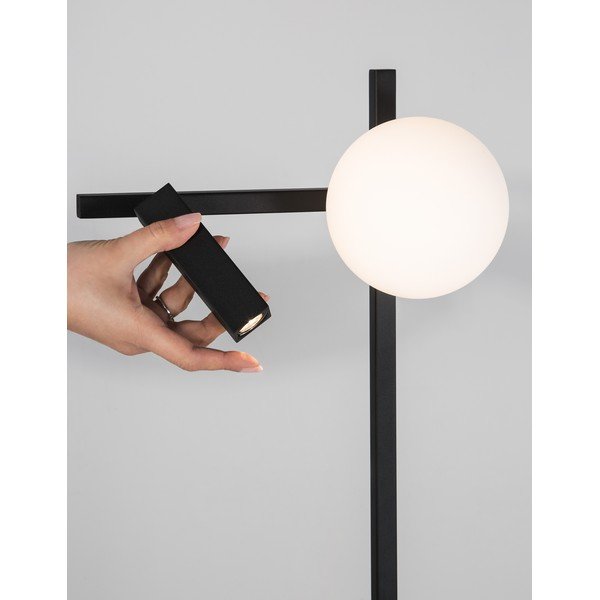 Balta/melna metāla LED stāvlampa ar saliekamu konstrukciju ar stikla abažūru (augstums 150 cm) Joline – Nova Luce-image-1