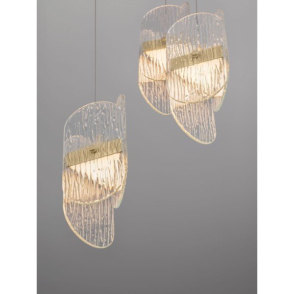 Misiņa krāsas metāla LED piekaramā lampa ar regulējamu spilgtumu ar stikla abažūru ø 32 cm Lucien – Nova Luce-image-3