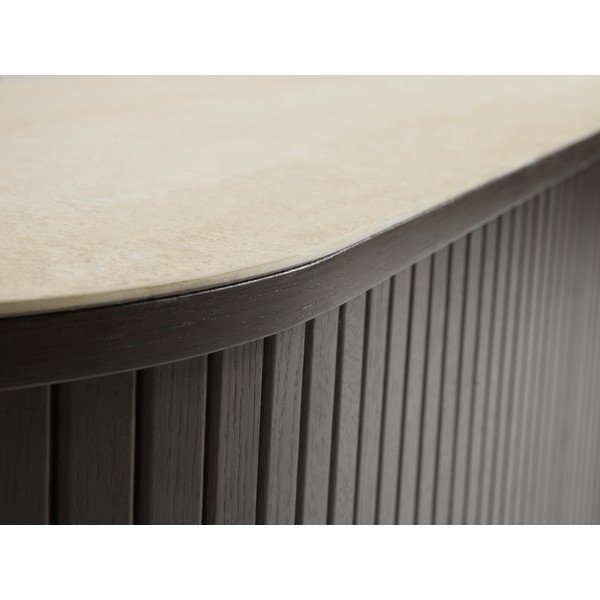 Tumša dabīga toņa TV galdiņš ar keramikas virsmu 180x50x40 cm Enna – Unique Furniture-image-3