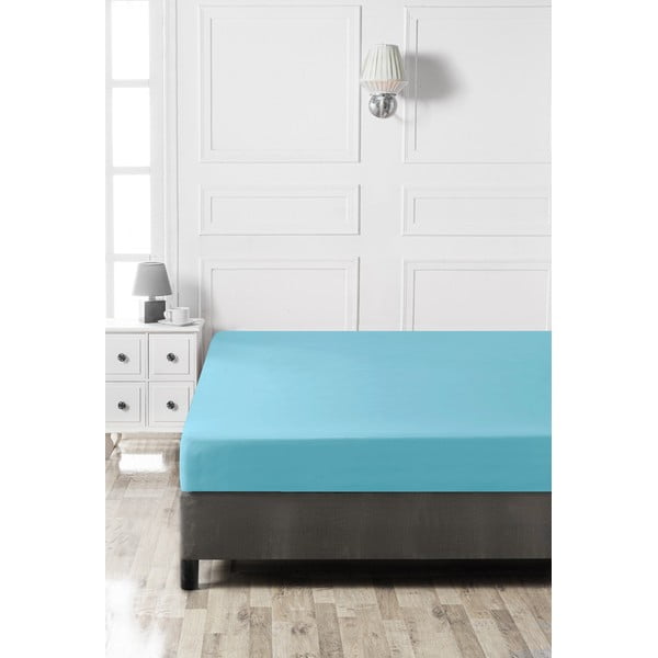 Tirkīzzils kokvilnas palags ar gumiju 140x200 cm – Mijolnir-image-2