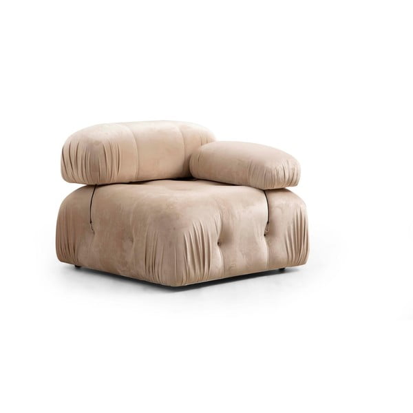 Krēmkrāsas samta modulārais dīvāns (ar labo stūri) Bubble – Artie