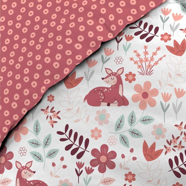 Balta/rozā vienguļamā kokvilnas bērnu gultas veļa 140x200 cm Bichette – douceur d'intérieur-image-2