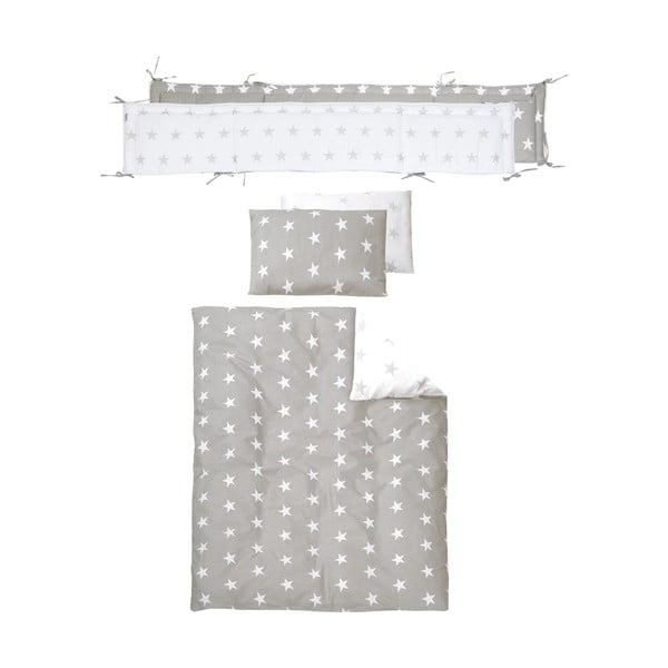 Balta bērnu gultiņa ar riteņiem/ar baldahīnu 60x120 cm Little stars – Roba-image-3