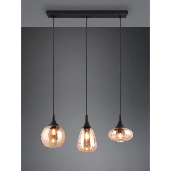Melna/oranža piekaramā lampa ar stikla abažūru Lumina – Trio-image-1