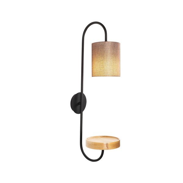 Melna metāla sienas lampa ar tumši brūnu abažūru Opviq apgaismojums Marylena-image-3