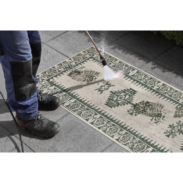 Zaļš un krēmkrāsas āra paklājs NORTHRUGS Duque, 80 x 350 cm-image-3