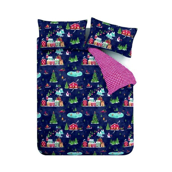 Zila divguļamā gultas veļa 200x200 cm Ski Village – Catherine Lansfield