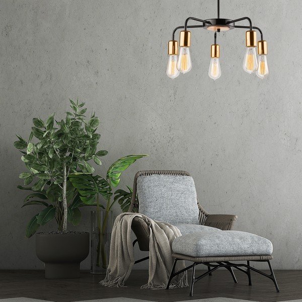Melna piekaramā lampa ar metāla abažūru ø 45 cm Erica – LAMKUR-image-3