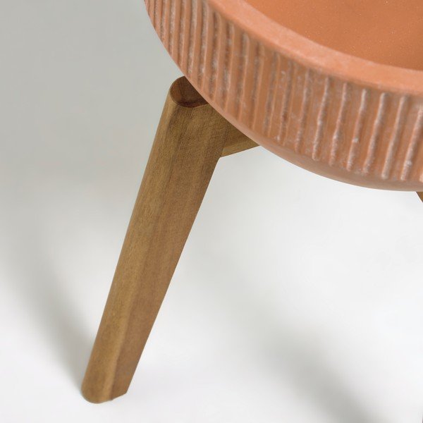 Terakotas pods uz koka statīva Kave Home Suba, augstums 40 cm-image-2