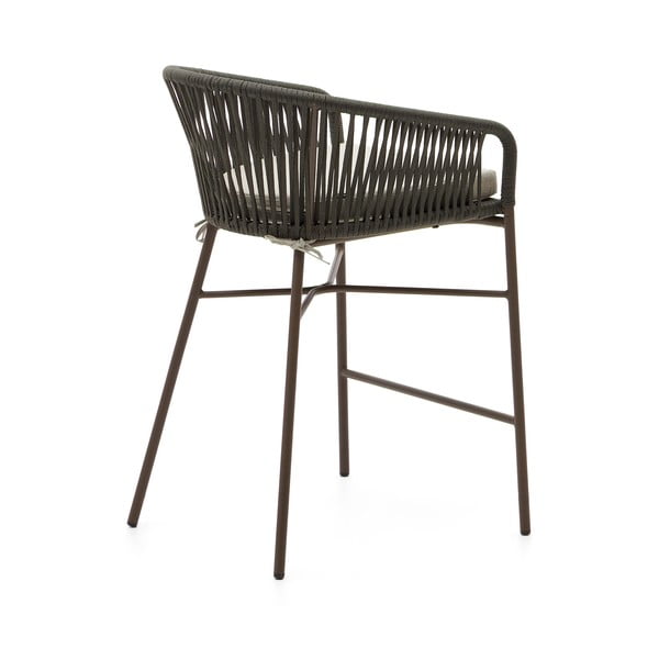 Zaļš metāla/polsterēts dārza bāra krēsls Yanet – Kave Home-image-4