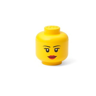 Dzeltena meitenes galvas glabāšanas kaste LEGO®, 10,5 x 10,6 x 12 cm