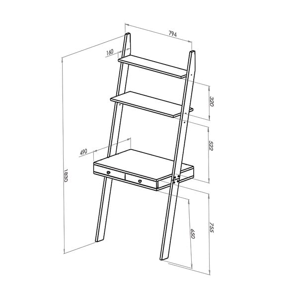 Balts stends ar darba virsmu un atvilktni Ragaba Leno-image-2