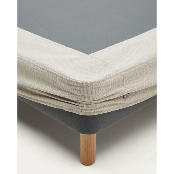 Bēša polsterēta divvietīga gulta 180x200 cm Ofelia – Kave Home-image-2