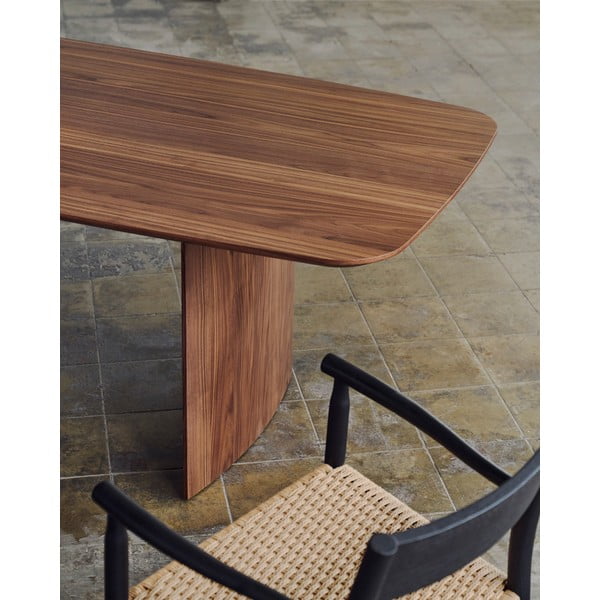 Brūns ēdamgalds ar riekstkoka imitāciju 100x200 cm Litto – Kave Home-image-1