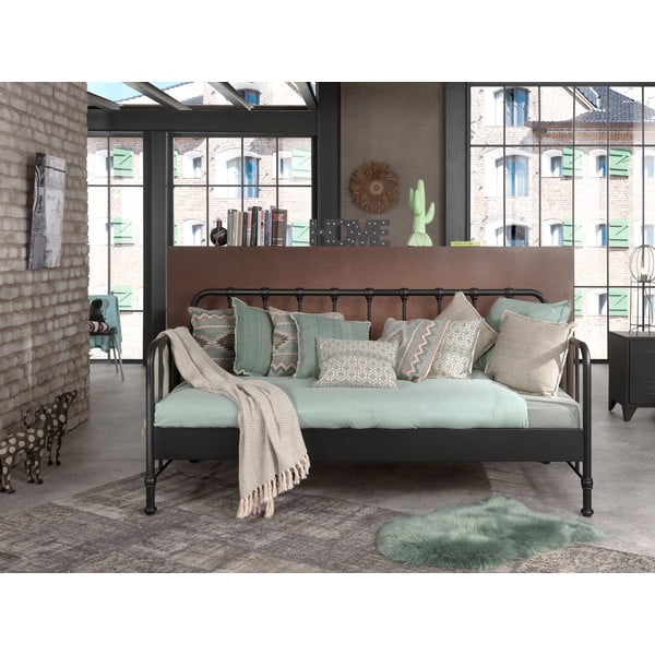 Pelēka metāla bērnu gulta 90x200 cm BRONXX – Vipack-image-2