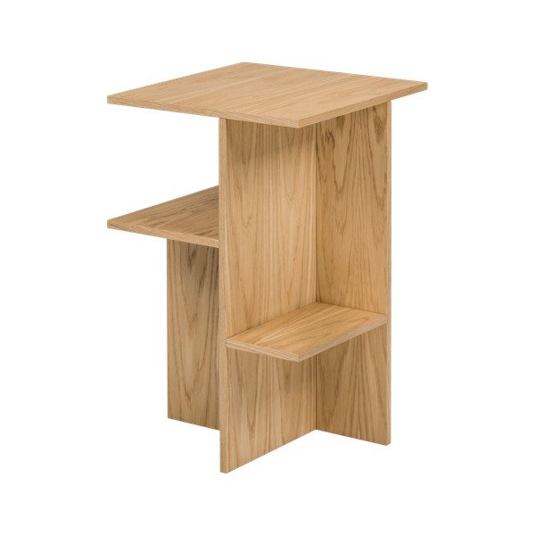 Dabīga toņa naktsskapītis ar ozolkoka imitāciju ar plauktiem Atik – noo.ma