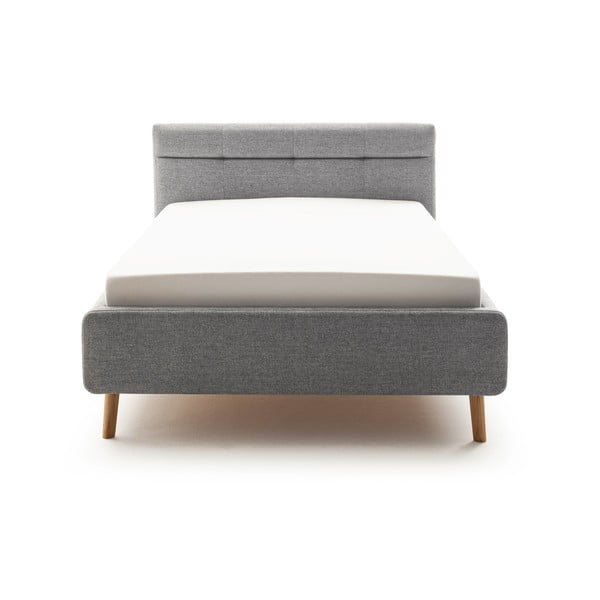 Pelēka polsterēta divvietīga gulta ar veļas kasti ar redelēm 140x200 cm Lotte – Meise Möbel-image-3