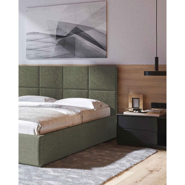 Zaļa polsterēta divvietīga gulta ar veļas kasti un redelēm 140x200 cm Bufo – MESONICA-image-4