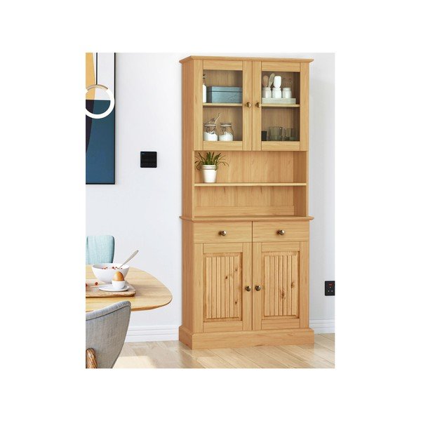 Dabīga toņa priedes masīvkoka vitrīna 181x34 cm Mille – Støraa-image-1