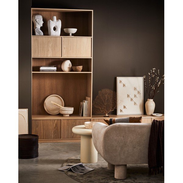 Dabīga toņa modulārais grāmatu plaukts ar ozolkoka imitāciju 110x199 cm Modulair – vtwonen-image-1