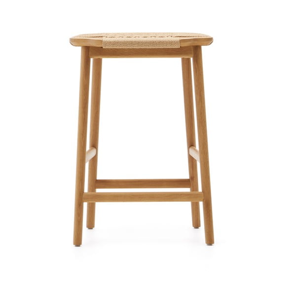 Dabīga toņa ozola masīvkoka bāra taburete (sēdekļa augstums 65 cm) Enit – Kave Home-image-2