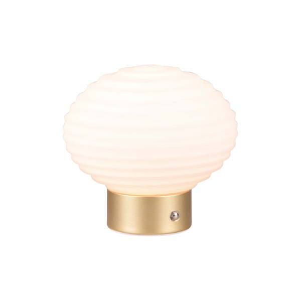 Balta/zelta krāsas LED galda lampa ar regulējamu spilgtumu un stikla abažūru (augstums 14,5 cm) Earl – Reality-image-2