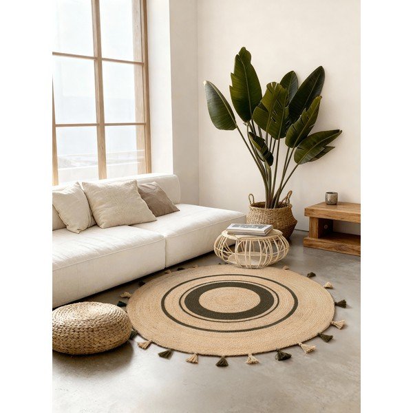 Dabīga toņa divpusējs/ar rokām darināts džutas apaļš paklājs ø 150 cm Basil – Hanse Home-image-1