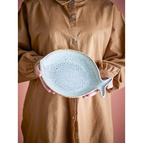 Zils/bēšs servēšanas akmensmasas šķīvis Fleur – Bloomingville-image-1