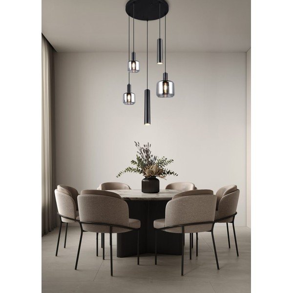 Melna piekaramā lampa ar metāla abažūru/ar stikla abažūru ø 40 cm Mataro – Trio-image-1